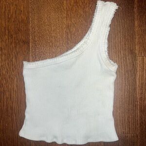 White one shoulder tank